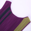 T869 Women Color-block patchwork design pleated midi party dress