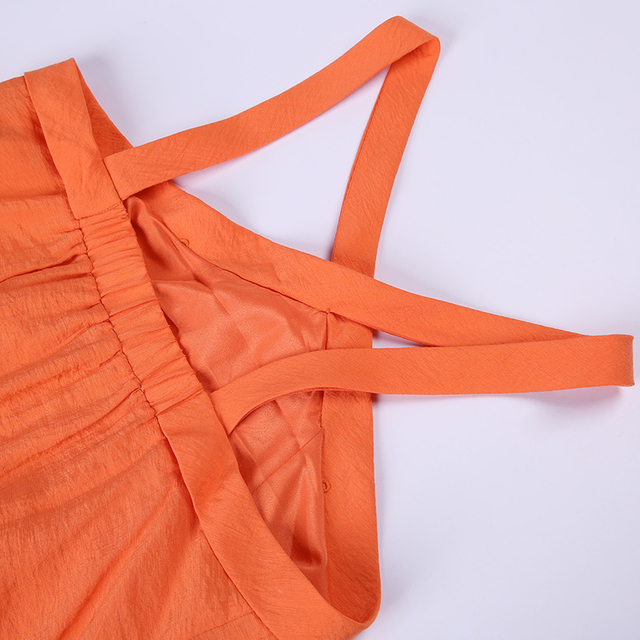 1385 Women Halter criss-crossing strap bare shoulder casual mini dress