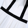 1L13 Women Solid georgette halter neck contrast strappy maxi evening dress