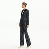 P147-2 Women Bonded sequin lace mid-rise straight leg evening long pants