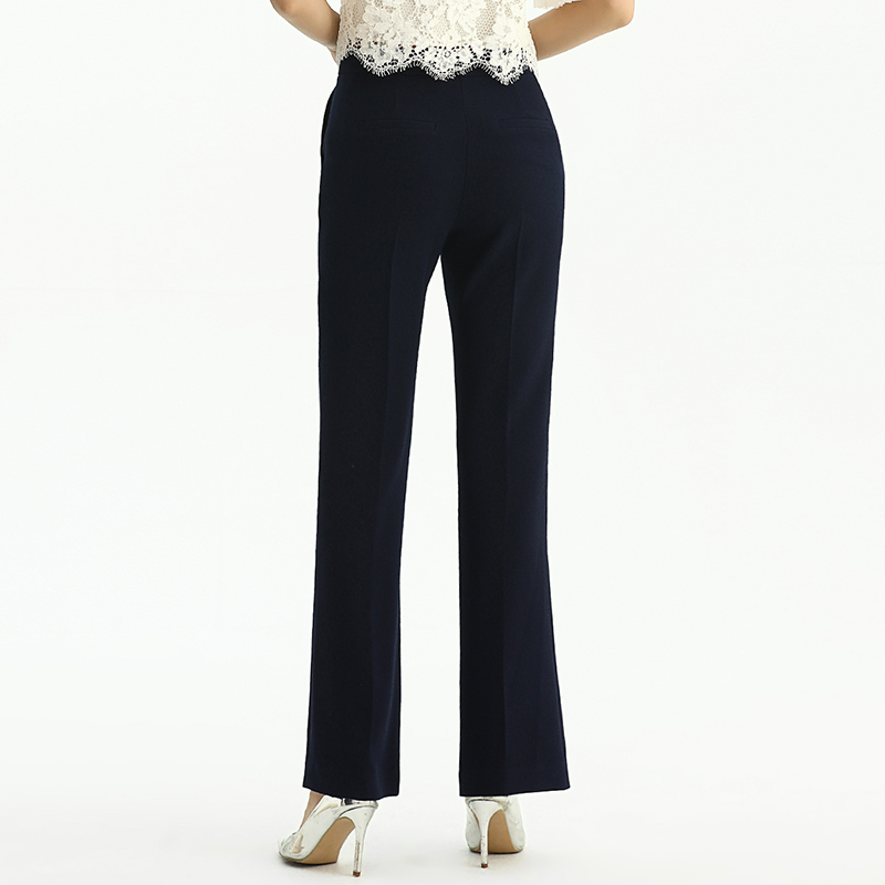 P147-6 Women Polyester double crepe mid-rise straight leg tailored pants
