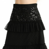 S138 Women Sequin bead embellishment Swiss dot tiered ruffle long evening skirt