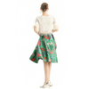 S137-3 Women Floral heavy jacquard inverted pleat A-line midi skirt