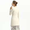 C134 Women Faux suede and satin combo zipper-waisted mid length coat