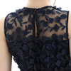 D117 Women 3D flower embroidered tulle sleeveless straight-cut party midi dress 