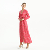C165-2 Women Bonded lace long sleeves evening maxi robe dress
