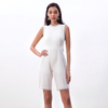 R231 Women Solid round neck lace trimmed romper