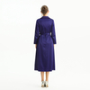 C096-1 Women Heavy satin long sleeves notched collar long wrap coat