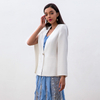 J188 Women Polyester crepe V-neck sleeveless tailored cape jacket