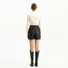 P218 Women faux leather classic scoop pockets smart casual shorts