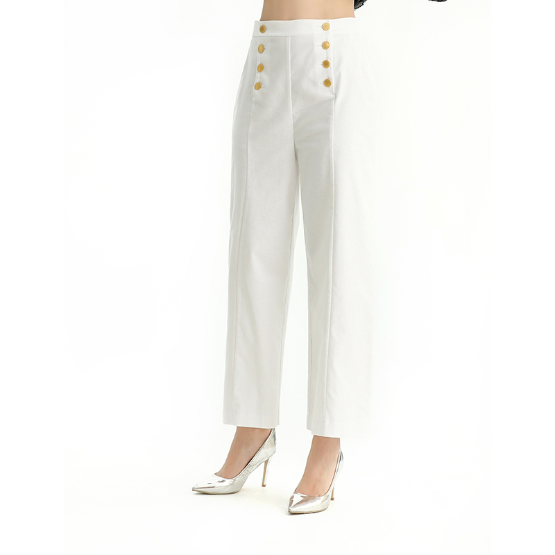 P213 Women cotton polyester stretch cropped sailor trousers