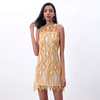 D097-1 Women fashion eyelash lace sleeveless fitted day and party mini dress