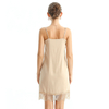 D102 Women Solid polyester lace trimmed strappy mini slip dress