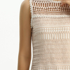 D109 Women Macramé lace sleeveless fitted day and party mini dress