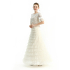 S212 Women Solid tulle-layered maxi party skirt