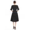 D081-2 Women Polka dot print short sleeves tiered midi day dress