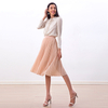 S280S Women Solid chiffon elasticated waist full circle sunburst pleated short skirt
