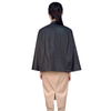 J242 Women Faux leather band collar double zip poncho cape coat 