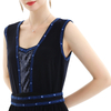 H08 Women Solid knit sleeveless embroidered and sequin embellished maxi evening dress