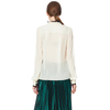 T044 Women Solid crinkle chiffon long sleeves career casual blouse