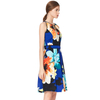 D038 Women Flower print key-hole neckline sleeveless mini day dress
