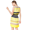 D039 Women Stripe print round neck sleeveless tie-waist straight-cut mini dress