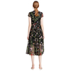 D009 Women All-over floral embroidered tulle cap sleeves midi party dress