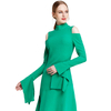 D008 Women Solid long sleeve cut out asymmetric hem mini party dress