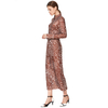D022 Women Animal print long sleeves shirt collar midi day dress 