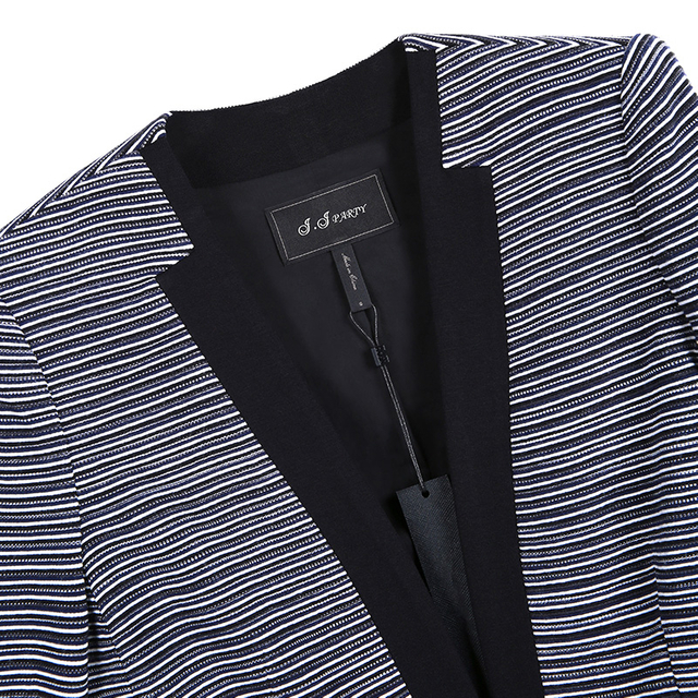 H312 Women Stripe knit long sleeve zipper-waisted cropped jacket 