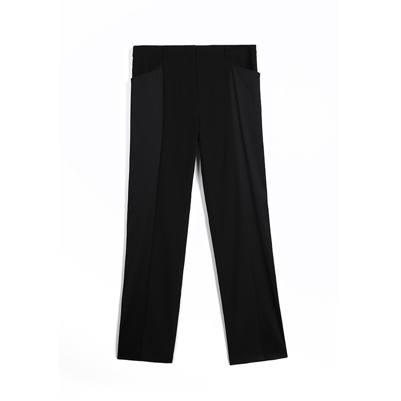 D610 Women Solid suiting and satin combo high-rise slim fit trousers
