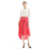 S070 Women Solid wrap design panelled asymmetric casual midi skirt