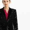 J155-7 Women Sequin embellished velvet notched lapel tailored-cut single-breasted evening blazer