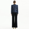 J189 Women Tweed jacket V-neck Puff sleeve chain trimmed short jacket