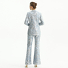 J180-1 Women Sequin embellished floral lace notched lapel tailored-cut evening blazer