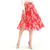 S076-2 Women Floral print chiffon pleated casual midi skirt