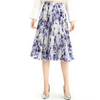 S076-2 Women Floral print chiffon pleated casual midi skirt