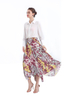 S068-5 Women Vintage print asymmetric panelled long flare handkerchief skirt