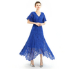 S065 Women Floral lace asymmetric long flare handkerchief skirt