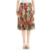 S076 Women Floral print chiffon pleated casual midi skirt