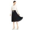 S076-1 Women Polka dot print pleated midi casual skirt