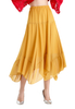 S068-7 Women Solid chiffon asymmetric panelled long flare handkerchief skirt
