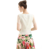 T054 Women Silk organza crystal embellished V neck cap sleeve sheer evening tops