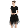 T061 Woman Cotton spandex short sleeves waist sash casual knit tops