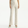  P147-3 Women Ivory lace bonded fabric mid-rise straight leg evening long pants