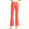 P147-1 Women Bonded floral lace mid-rise straight leg evening long pants.