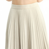 S126 Women Faux suede lace trimmed full circle sunburst pleated midi skirt