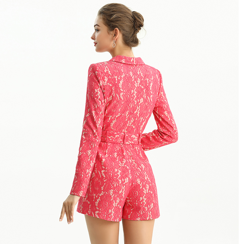 R154-2 Women Bonded lace long sleeves party romper