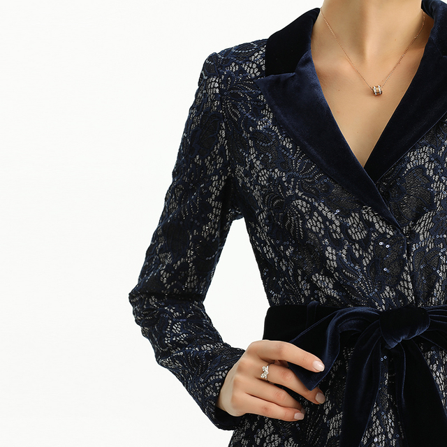 R154 Women Bonded sequinned lace long sleeves party romper