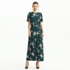 R160 Women Floral print short puff sleeves jumpsuit 